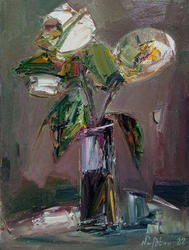 Mateos Sargsyan/White flowers in vase (30x40cm, oil painting) thumb