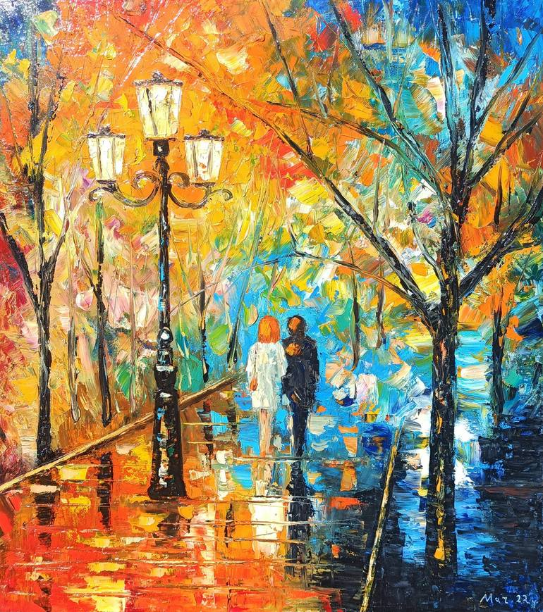 Narek Qochunc/Autumn walking (60x50cm) Painting by Narinart Armgallery ...