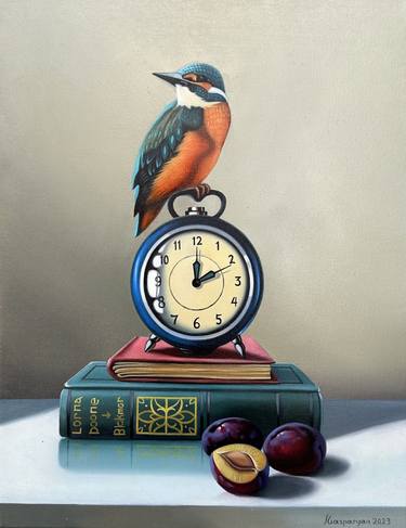 Ara Gasparyan/Still life with bird, clock and books thumb