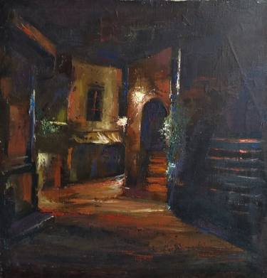 Kamsar Ohanyan/Night cityscape (40x40cm, oil painting) thumb