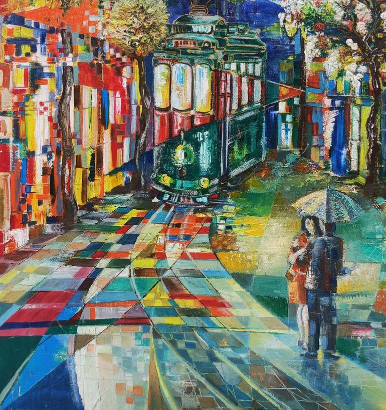 Original Cubism Cities Painting by Narinart Armgallery