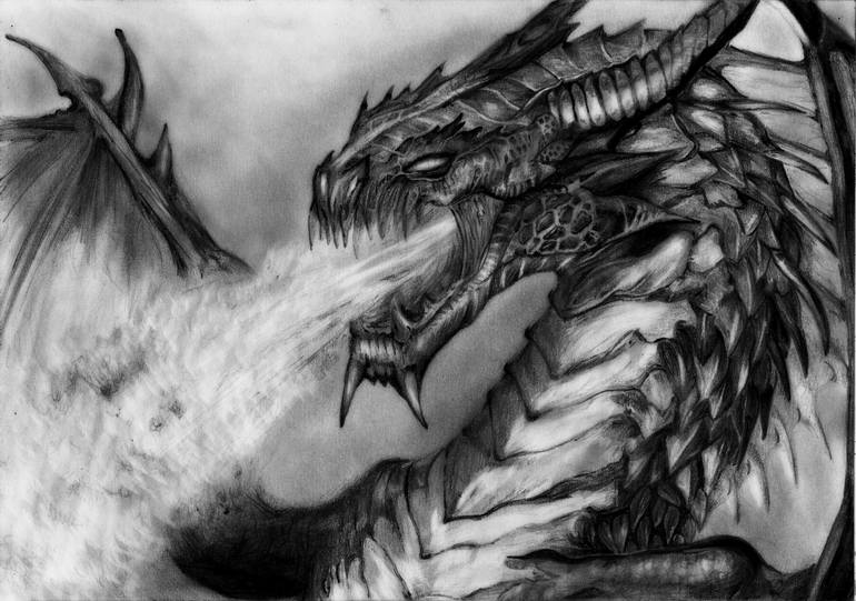 how to draw a realistic dragon breathing fire