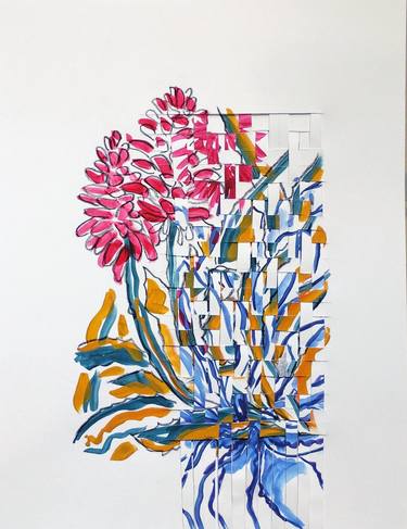 Original Contemporary Floral Collage by Noemi Hernandez