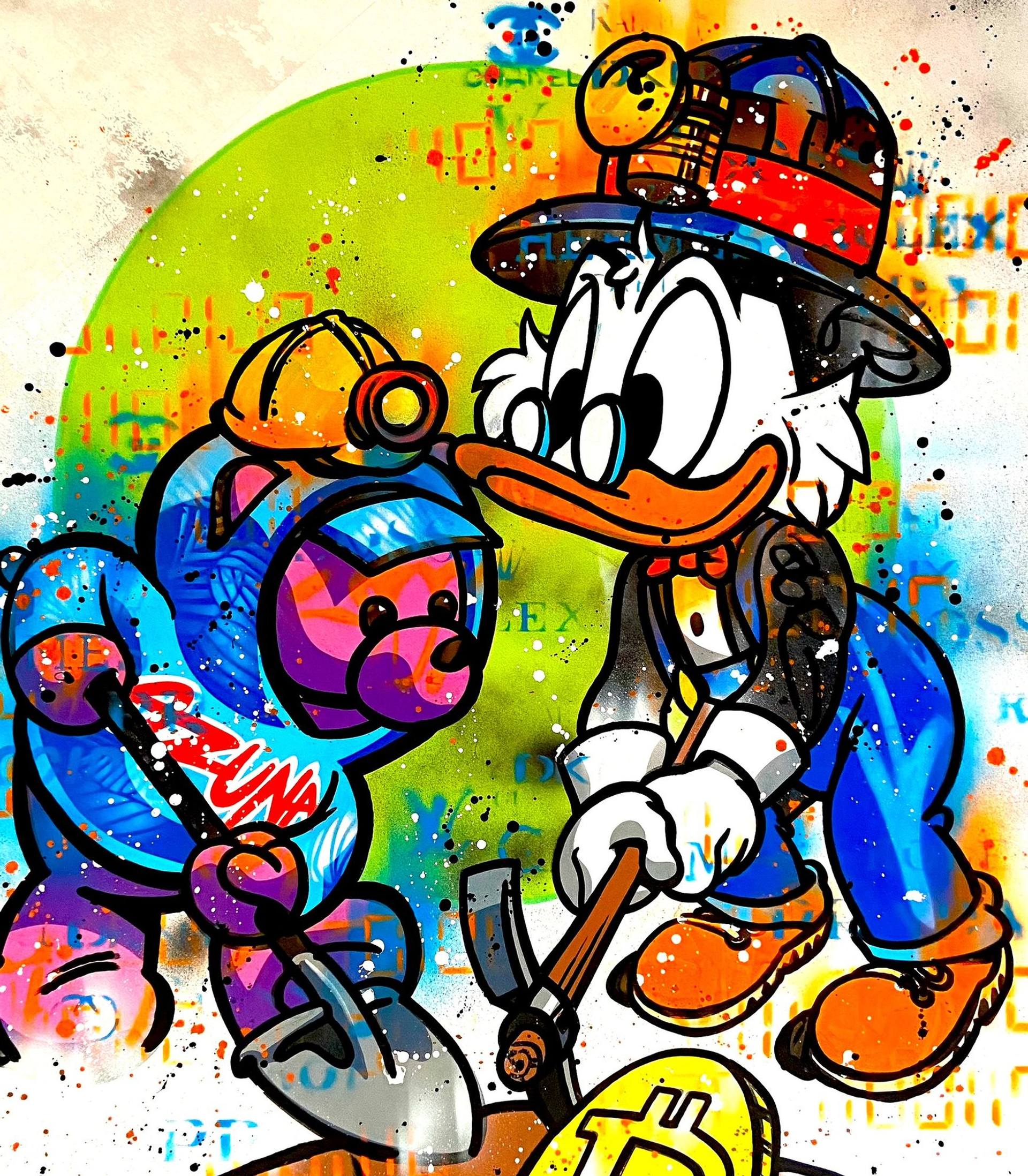 Uncle Scrooge - Bitcoin Mining with my Bud Painting by Moabit Saga |  Saatchi Art