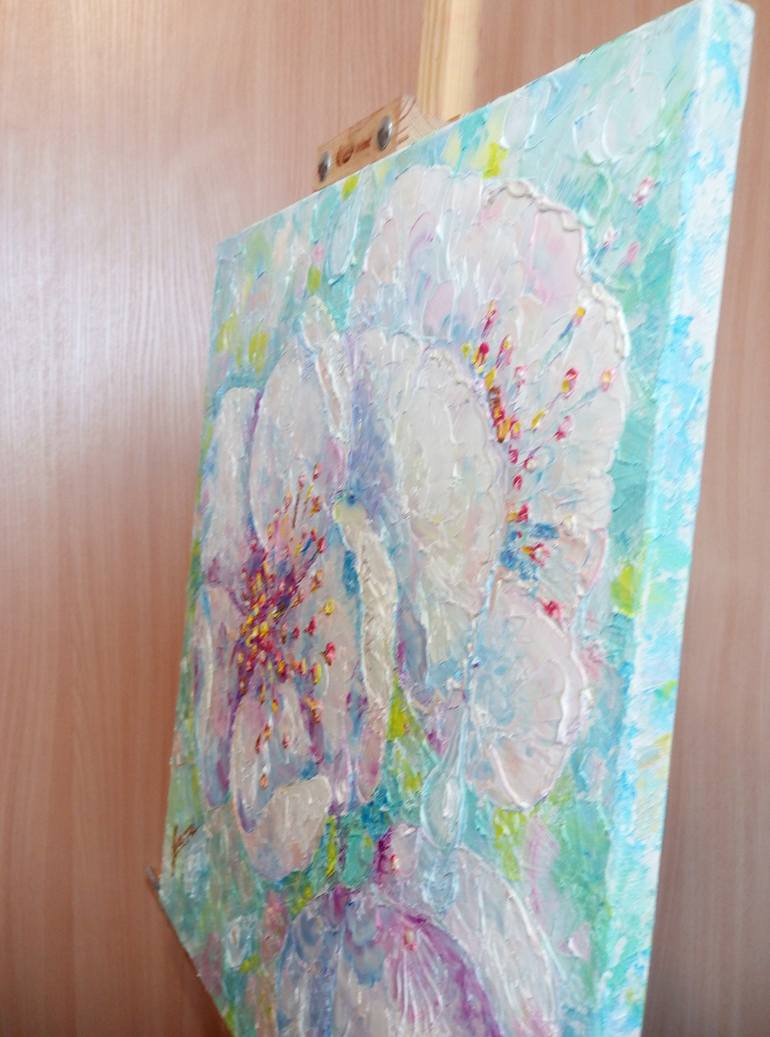 Original Abstract Floral Painting by Halyna Luzhevska Gairai