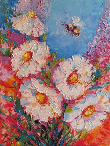 Original Art Deco Floral Paintings by Halyna Luzhevska Gairai