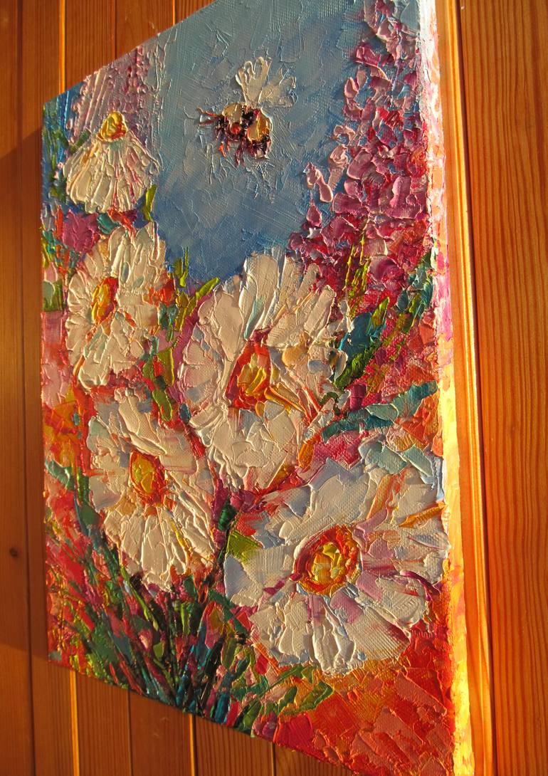 Original Art Deco Floral Painting by Halyna Luzhevska Gairai