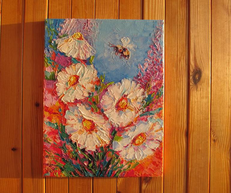 Original Art Deco Floral Painting by Halyna Luzhevska Gairai