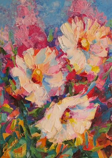 Original Abstract Floral Paintings by Halyna Luzhevska Gairai