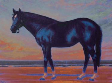Dark Blue Horse with yellow sky - Limited Edition 5 of 5 thumb