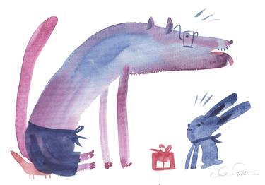 Wolf and hare. Christmas. thumb