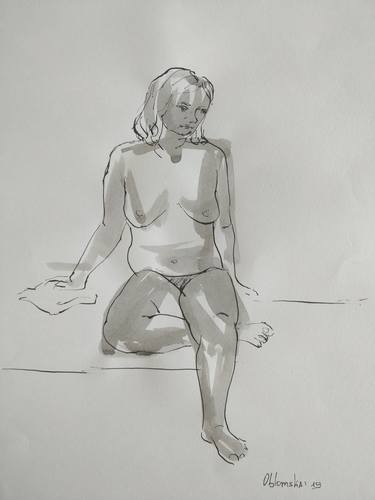 Print of Fine Art Nude Drawings by olena oblomska