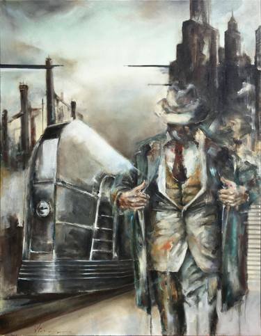 Original Art Deco Architecture Painting by Ilya Nimo