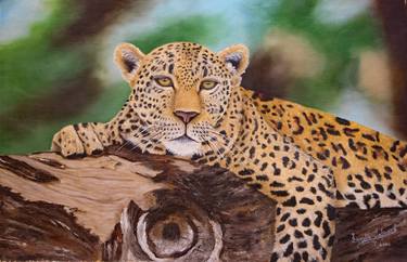 Leopard on a log thumb