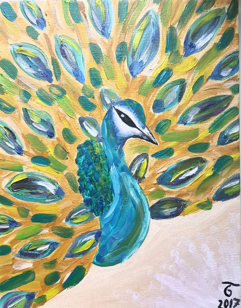 simple paintings of peacock