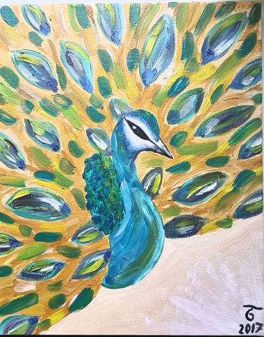 Peacock, oil on canvas thumb