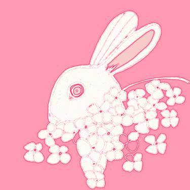 Saatchi Art Artist ruth allen; Drawings, “rabbit in the pink” #art