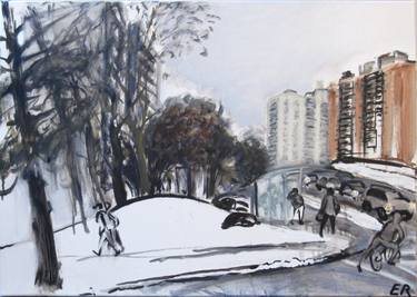 Original Figurative Cities Paintings by Elena Roginsky