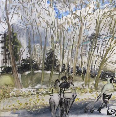 Original Figurative Cities Painting by Elena Roginsky