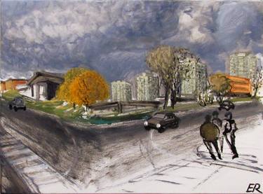 Original Figurative Cities Paintings by Elena Roginsky