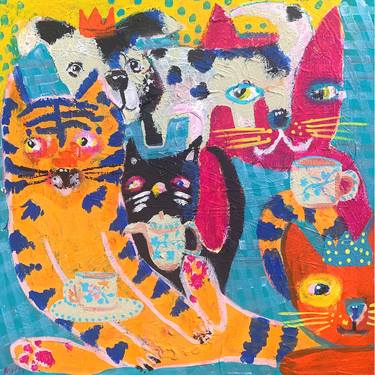 Print of Abstract Expressionism Cats Paintings by mitsi b kral