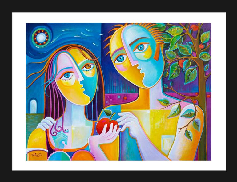 Original Cubism Love Painting by Marlina Vera