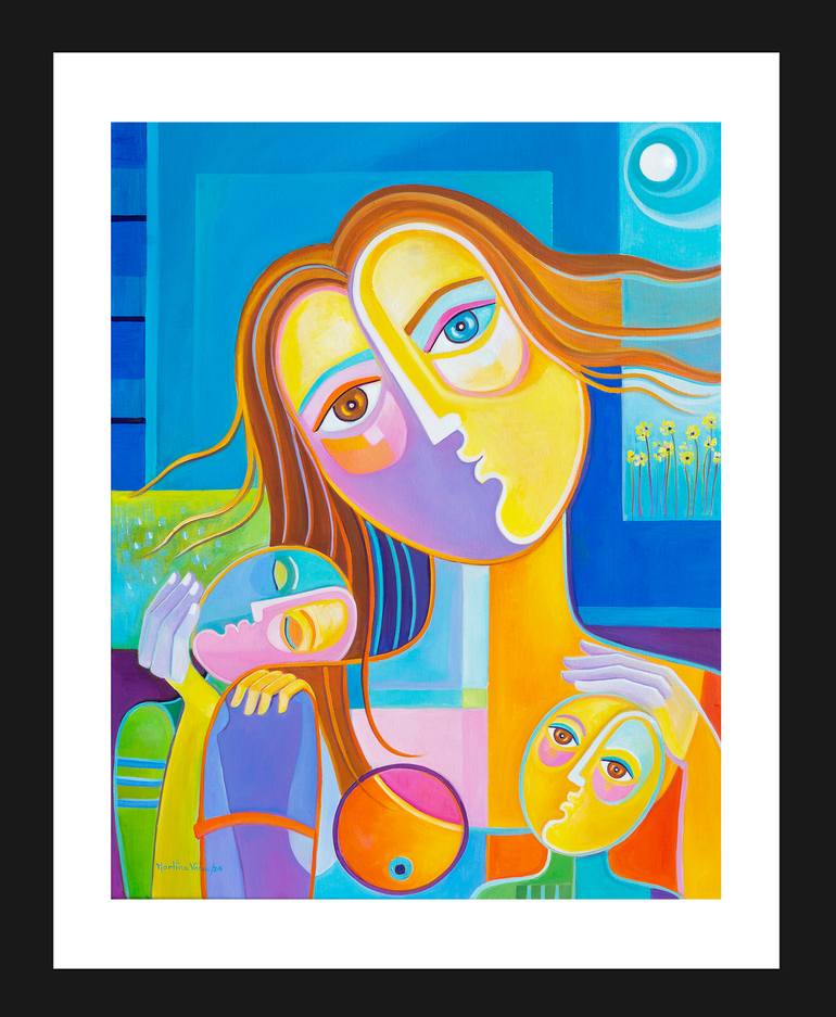 Original Cubism Love Painting by Marlina Vera