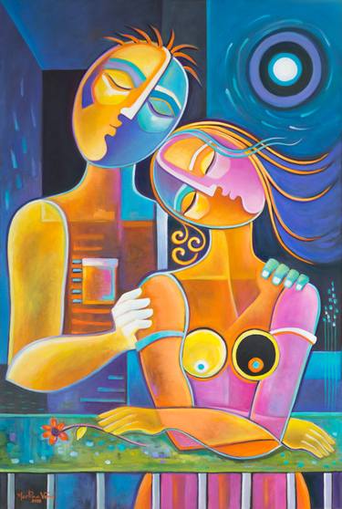 Original Cubism Love Paintings by Marlina Vera