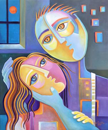 Original Cubism Love Paintings by Marlina Vera