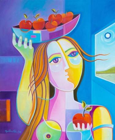 Original Cubism People Paintings by Marlina Vera