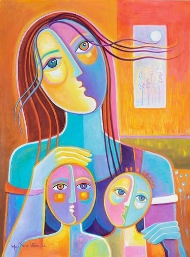 Original Cubism Family Paintings by Marlina Vera