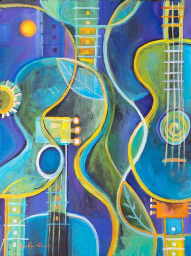 Original Abstract Music Paintings by Marlina Vera