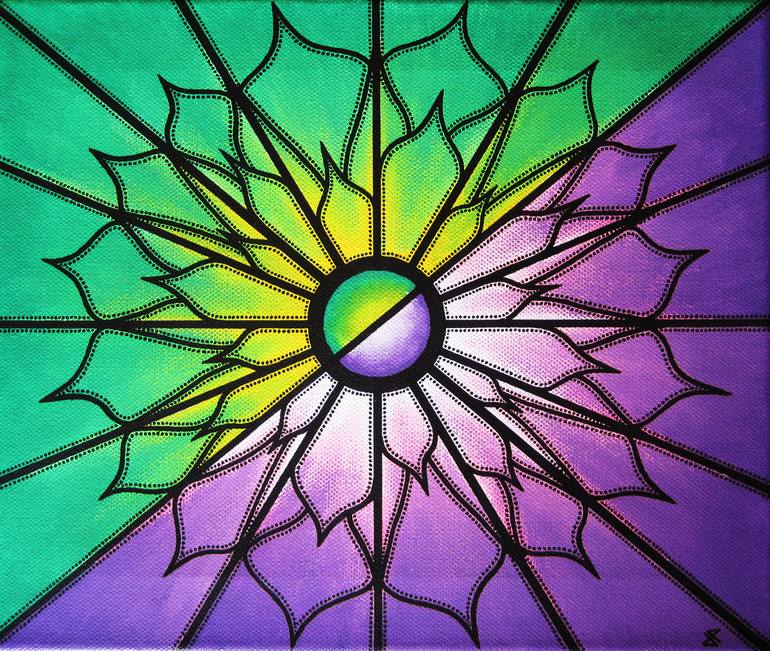 Original Floral Painting by Jonathan Pradillon | Abstract Art on Canvas | Purple and Green