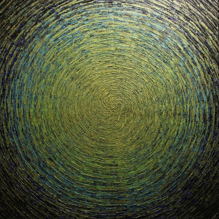 Iridescent blue green gold shine Painting by Jonathan Pradillon ...