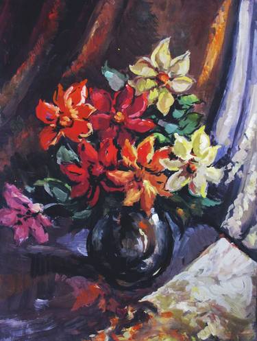 Print of Impressionism Floral Paintings by Maija Purgaile