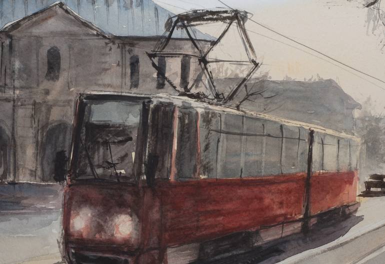Original Impressionism Transportation Painting by Eugis Eidukaitis