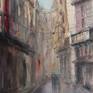 Paper Canson 300 gsm. Abstract painting of Havana street view