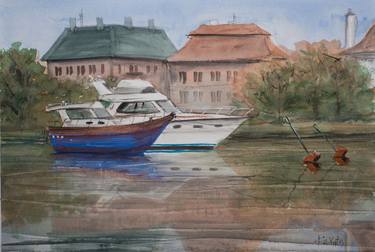 Original Impressionism Sailboat Paintings by Eugis Eidukaitis