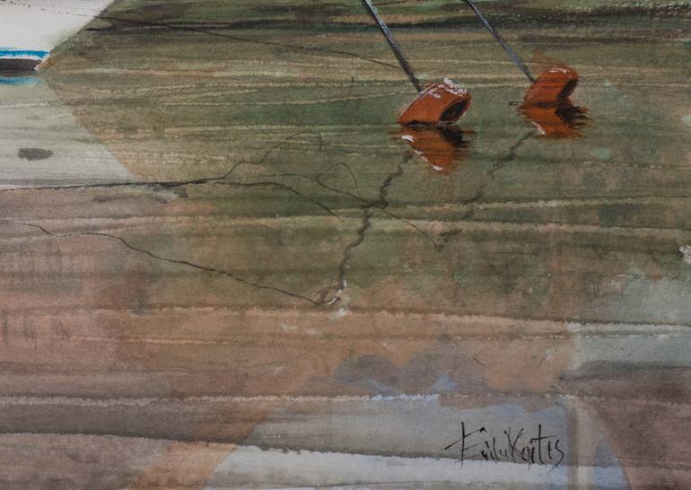 Original Impressionism Sailboat Painting by Eugis Eidukaitis