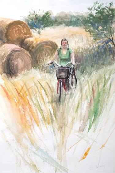 Print of Impressionism Bicycle Paintings by Eugis Eidukaitis