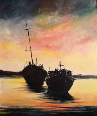Print of Sailboat Paintings by Eugis Eidukaitis