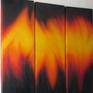Triptych, abstract presentation of state of mind and emotions shown in the form of burning wings.