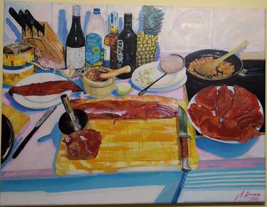 Original Realism Kitchen Paintings by Antonio Bocer