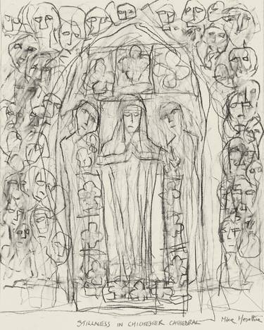 Stillness in Chichester Cathedral. Fauve drawing. thumb