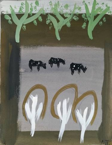 Print of Expressionism Cows Paintings by Anton Tarasiuk
