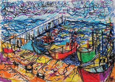 Print of Impressionism Boat Drawings by Mikolaj Jackiewicz