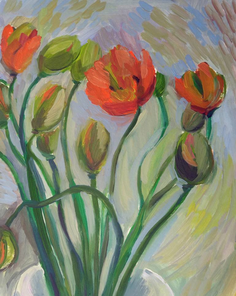 Original Expressionism Floral Painting by Liza Merkalova