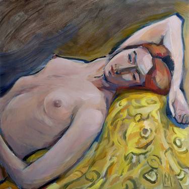 Reclining nude on yellow thumb