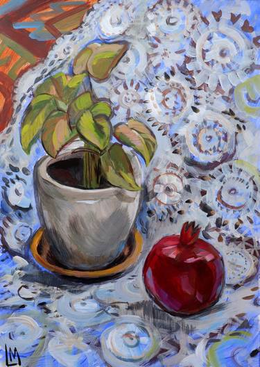 Saatchi Art Artist Liza Merkalova; Paintings, “Anthurium and pomegranate” #art
