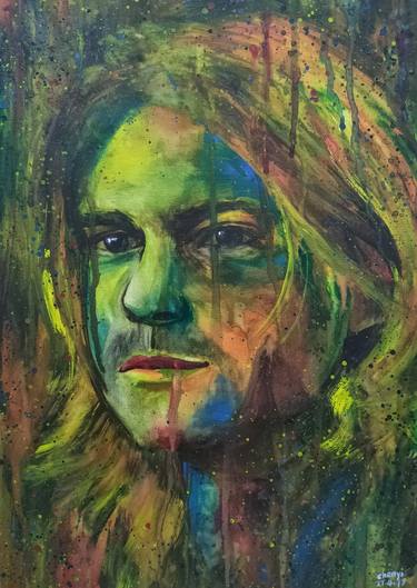 Kurt Cobain Nirvana Portrait by Watercolor thumb